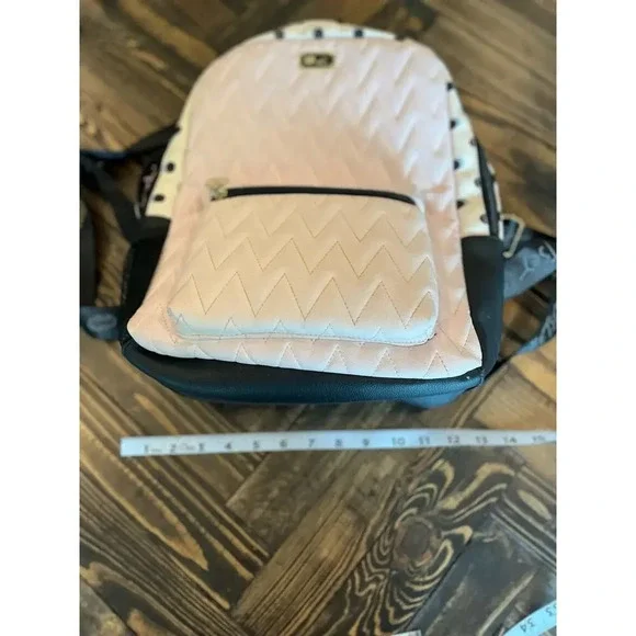 Betsy Johnson BackPack Art to Wear Grunge Y2K 90s Chunky Chevron Polka Dot Flaws - Picture 9 of 16